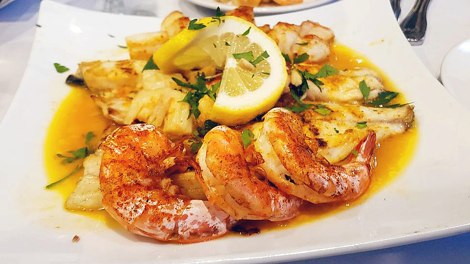 Bronzino with Shrimp and Scallops